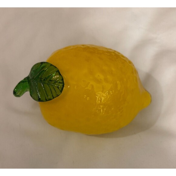 Vintage Murano Style Lemon Hand Blown Glass Yellow 5” Textured Realistic Art - Picture 2 of 4